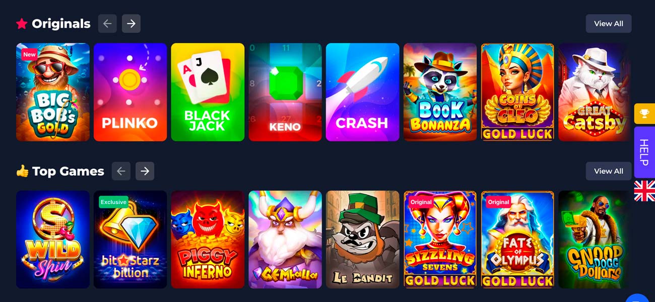Screenshot van het BitStarz online casino
