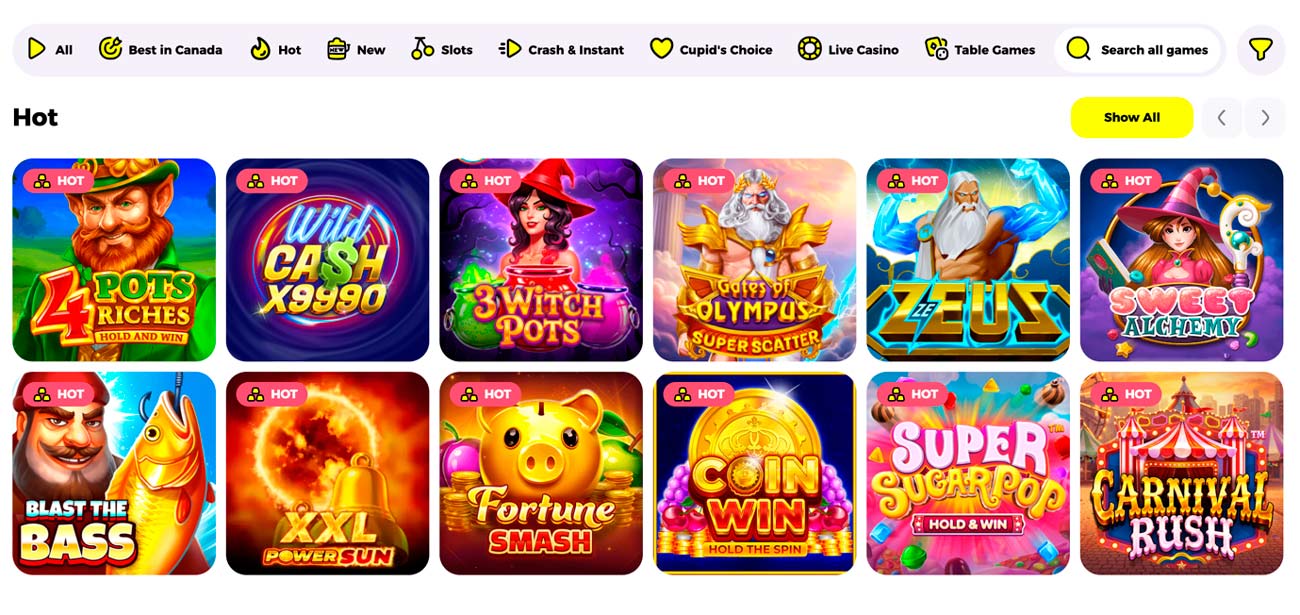 Screenshot van het online casino Let's Go