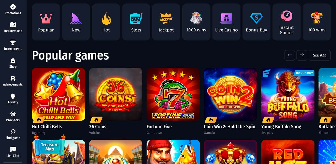 Winshark online casino screenshot